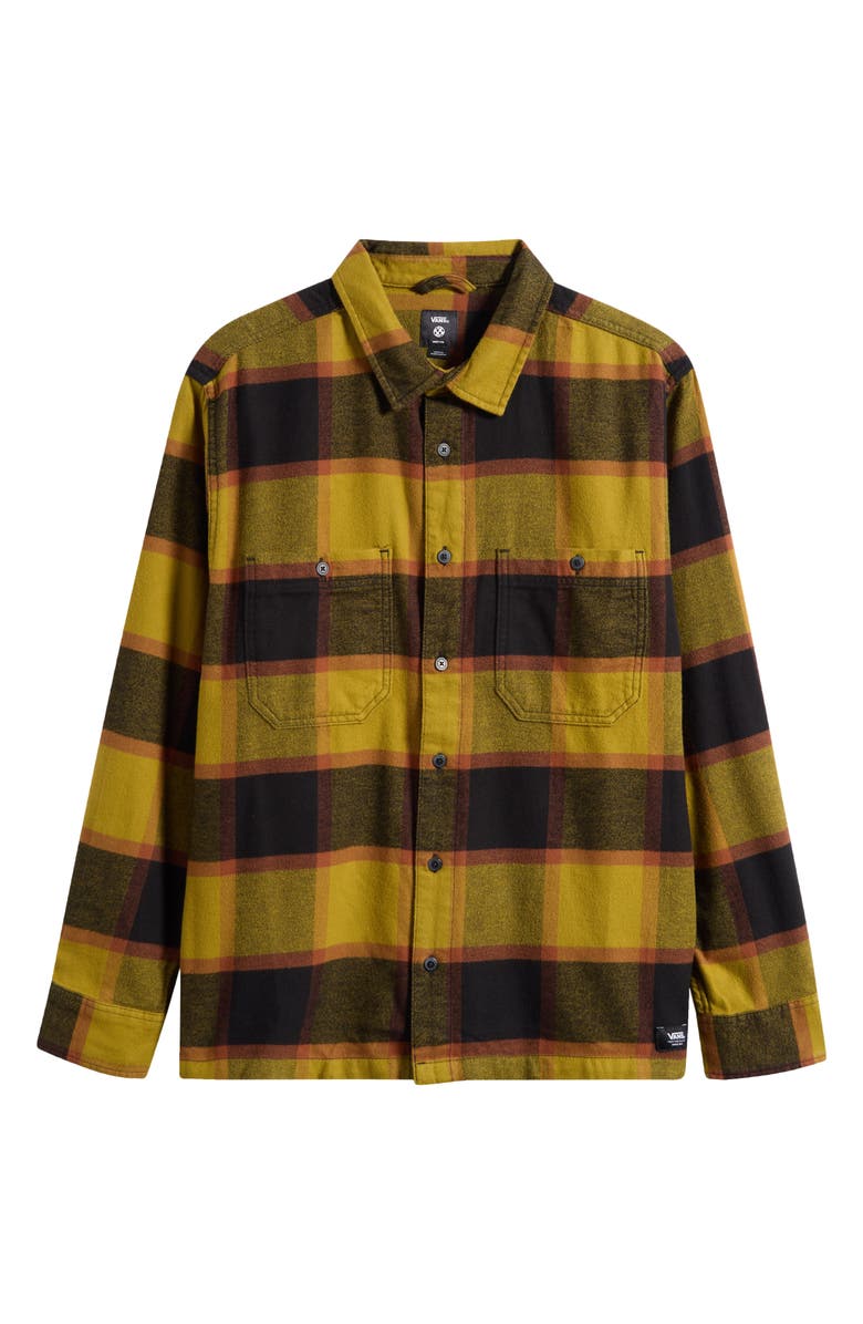 Vans Larkspur Plaid Stretch Cotton Flannel Button-Up Shirt, Alternate, color, Burnt Gold/Black