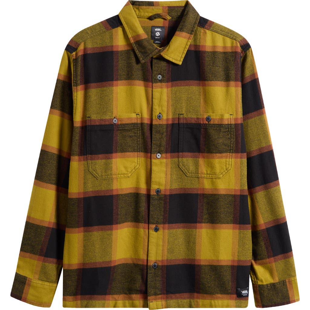 Vans Larkspur Plaid Stretch Cotton Flannel Button-up Shirt In Multi