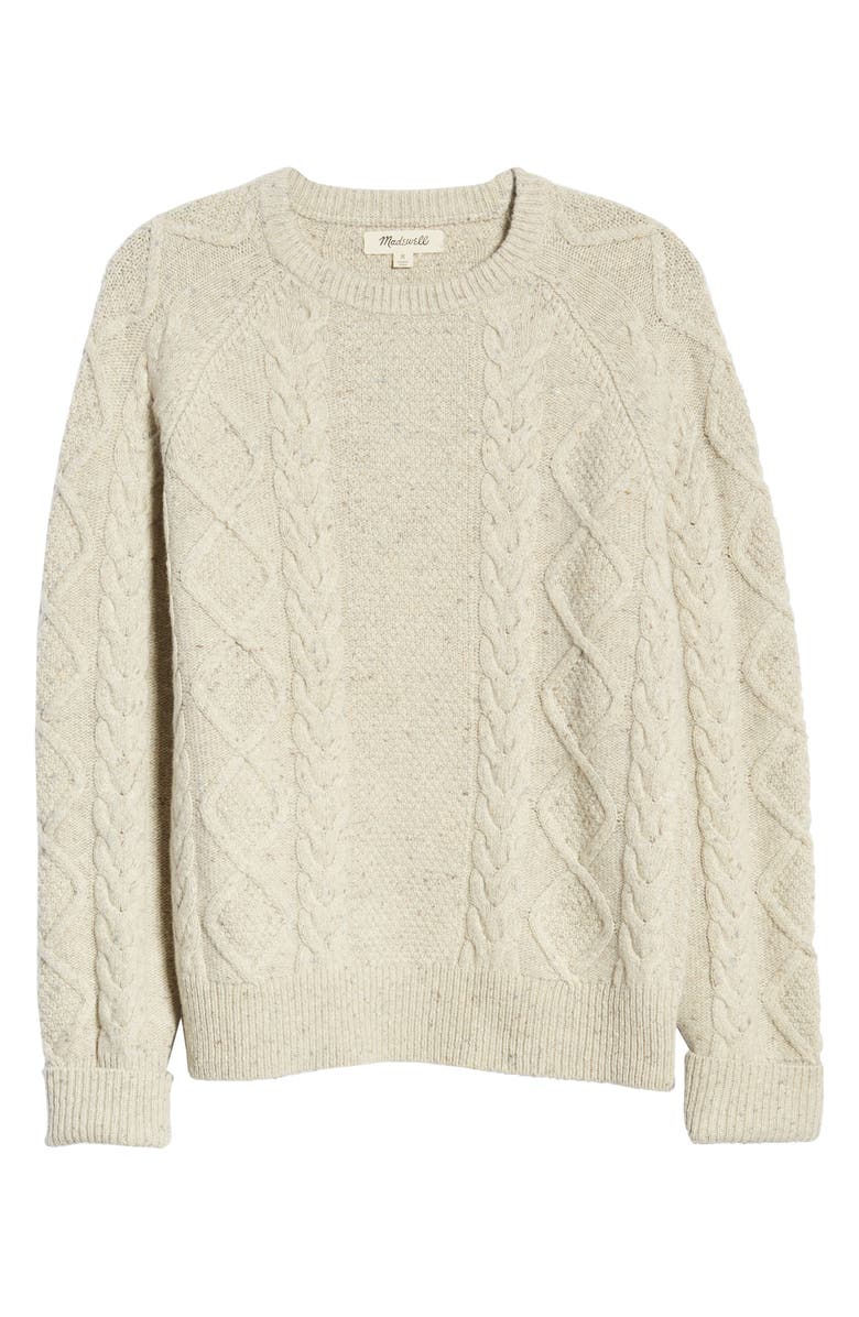 Madewell Donegal Cable Knit Fisherman Sweater, Alternate, color, 