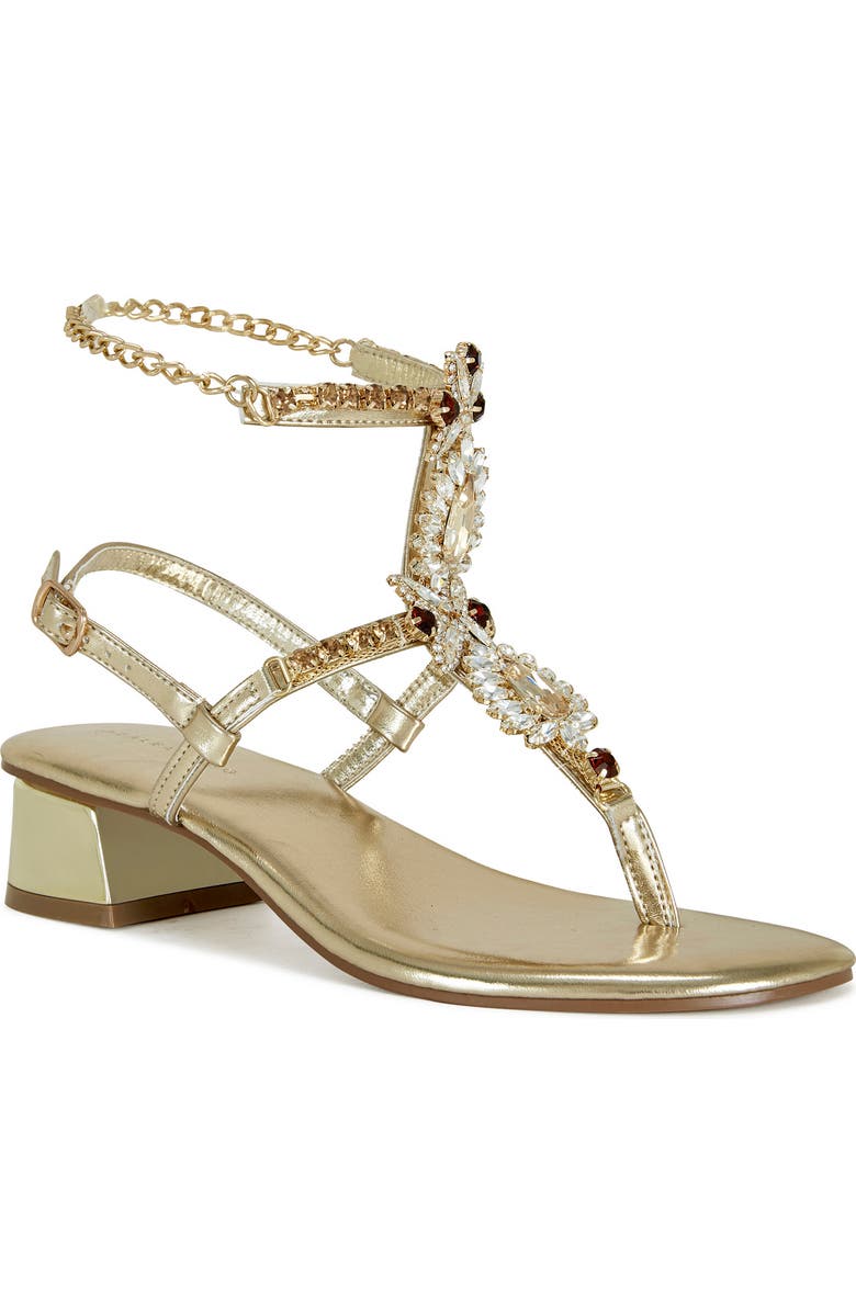 AZALEA WANG Kunzite Ankle Strap Sandal, Main, color, Gold