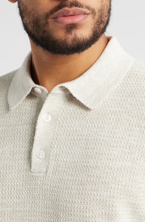 Treasure & Bond Textured Linen & Cotton Polo Sweater In Ivory Egret- Beige