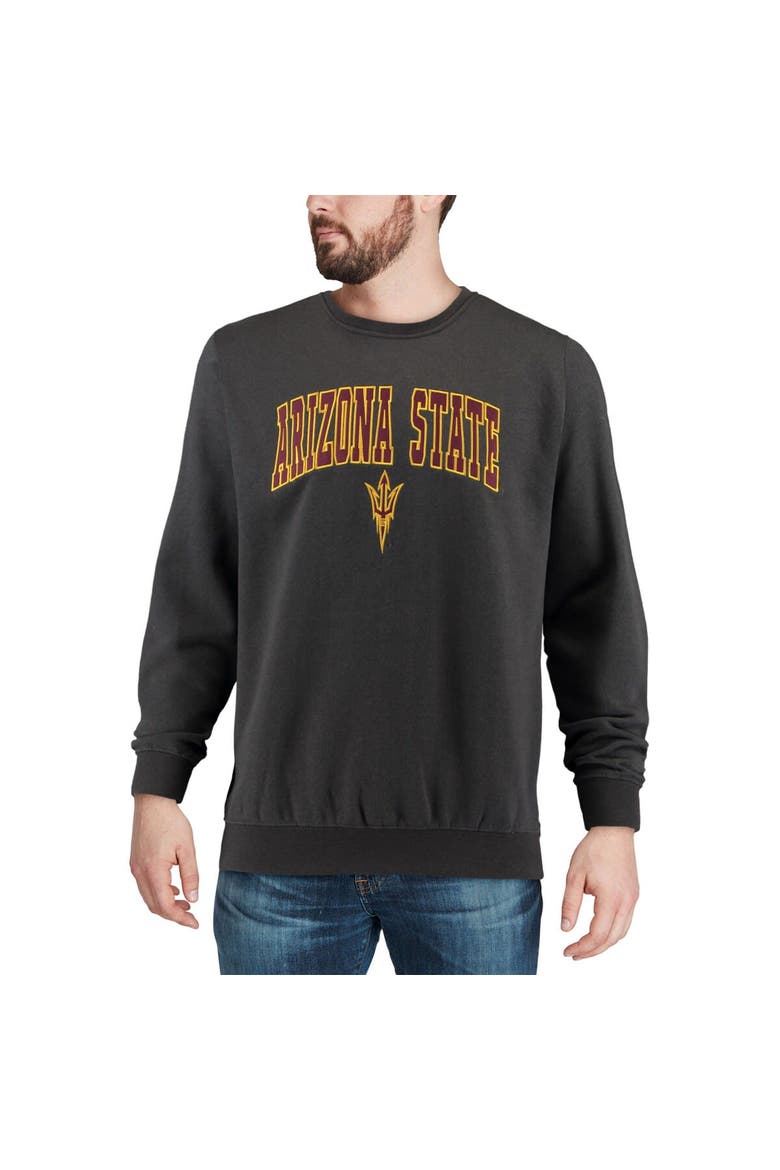 Men's Colosseum Charcoal Arizona State Sun Devils Arch & Logo Crew Neck Sweatshirt, Alternate, color, Charcoal