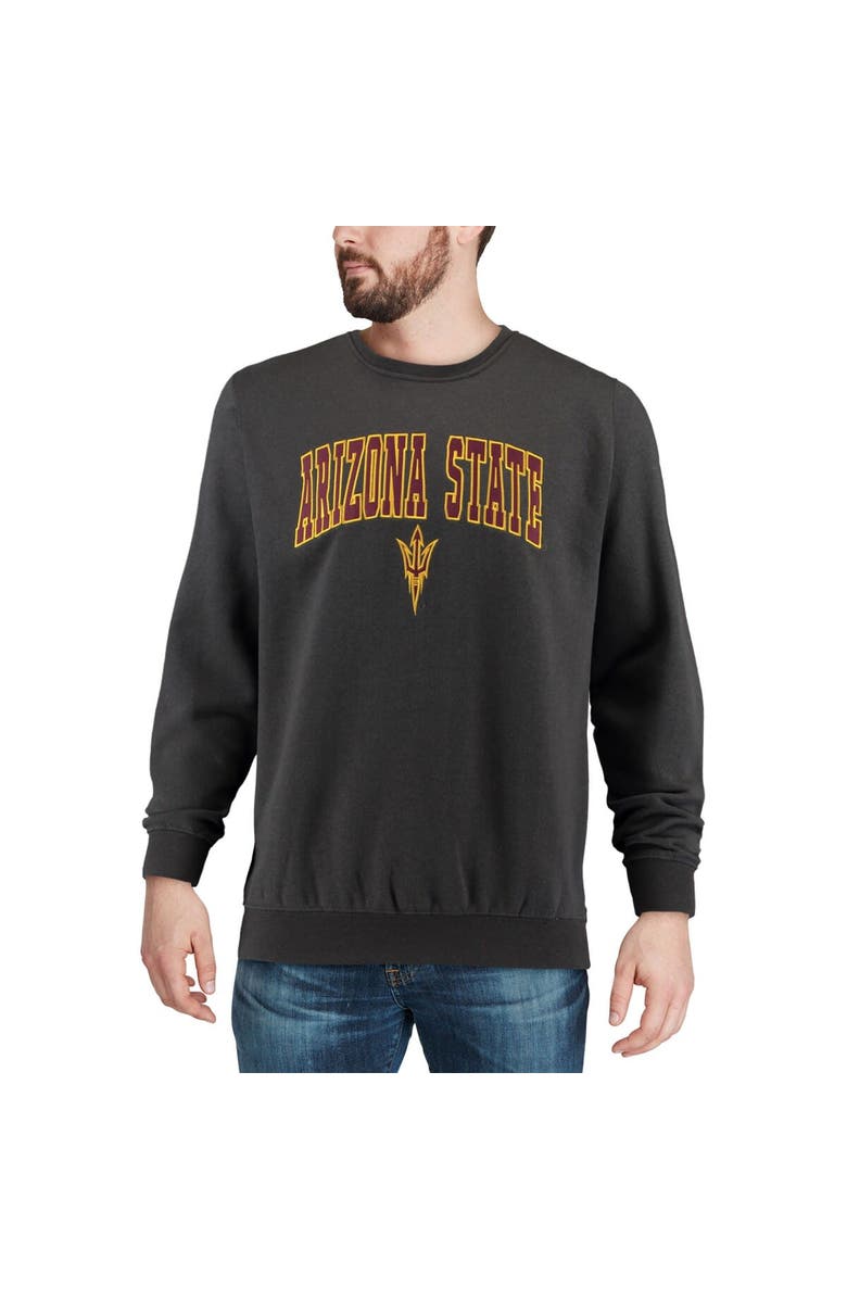 COLOSSEUM Men's Colosseum Charcoal Arizona State Sun Devils Arch & Logo Crew Neck Sweatshirt, Alternate, color, Charcoal