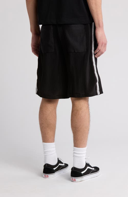 Jungles Cotton Plissé Drawstring Shorts In Black