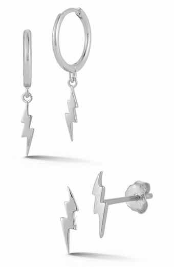 SPHERA MILANO 14K Gold Plated Sterling Silver Lightning Bolt Earrings Set