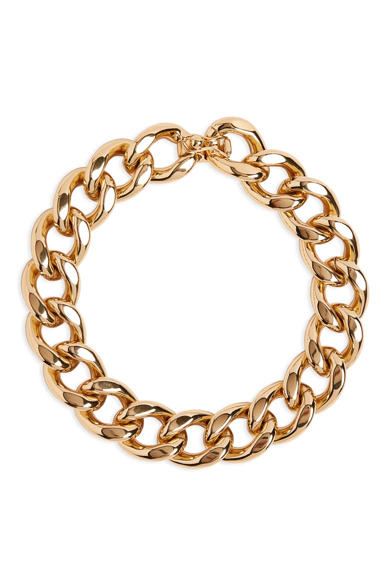 Curb Chain Link Choker Necklace, Main, color, GOLDTONE DORE