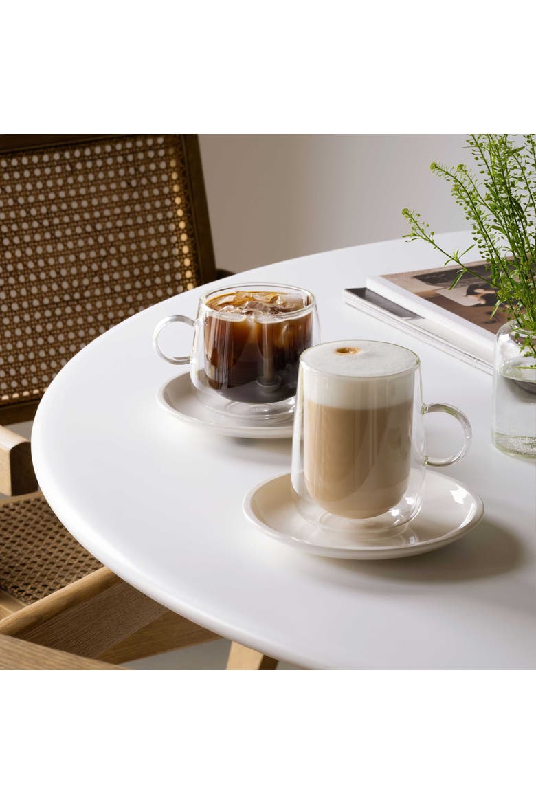 Artesano Hot & Cold Beverage Cappuccino Glass with Handle Pair, Alternate, color, no color