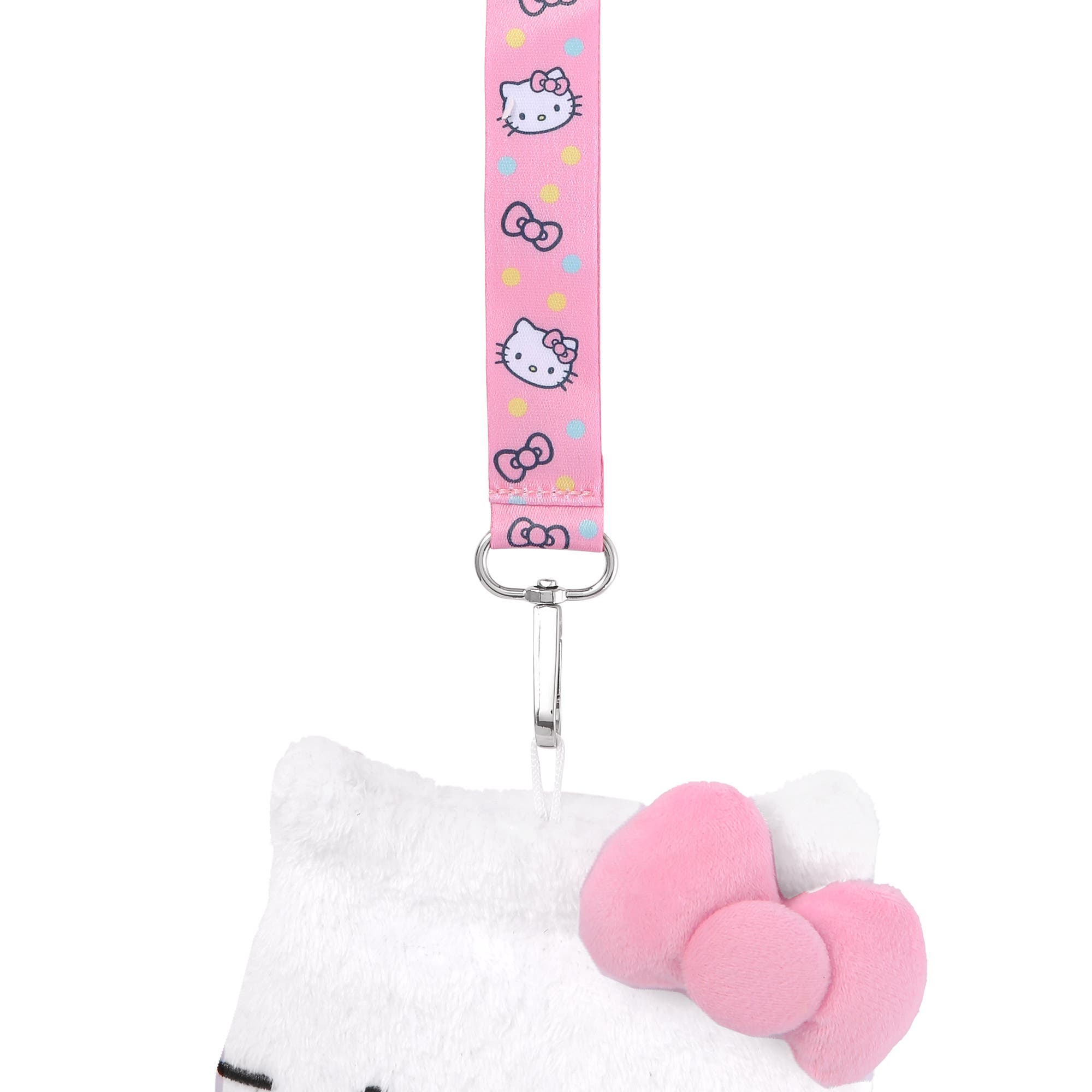 Hello Kitty Coin Purse ID Holder Travel Lanyard, Alternate, color, White, Pink