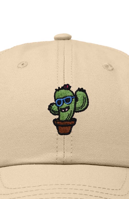 Dalix Cactus Embroidered Casual Cap In Khaki