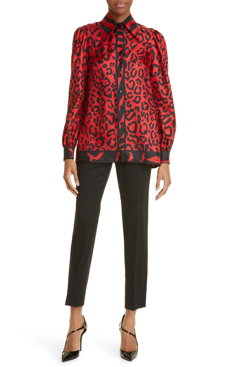 Dolce&Gabbana Turlington Wool Stretch Gabardine Pants, Alternate, color, Black