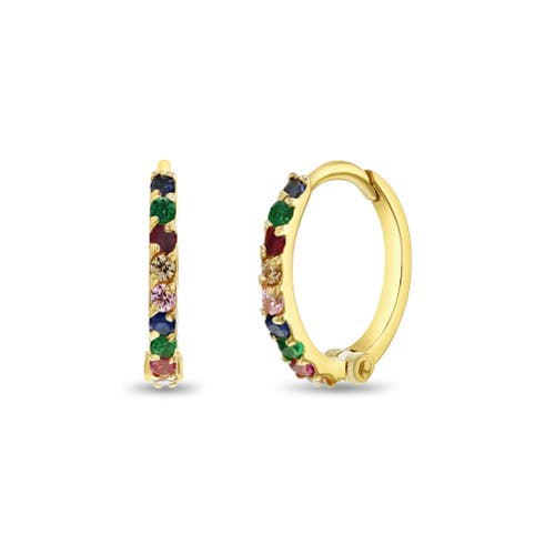In Season Jewelry 14k Jeweled Cubic Zirconia Huggie Earrings in Multi-Color at Nordstrom