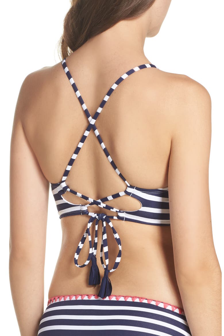 Breton Stripe Bikini Top, Alternate, color, MARE NAVY/ WHITE