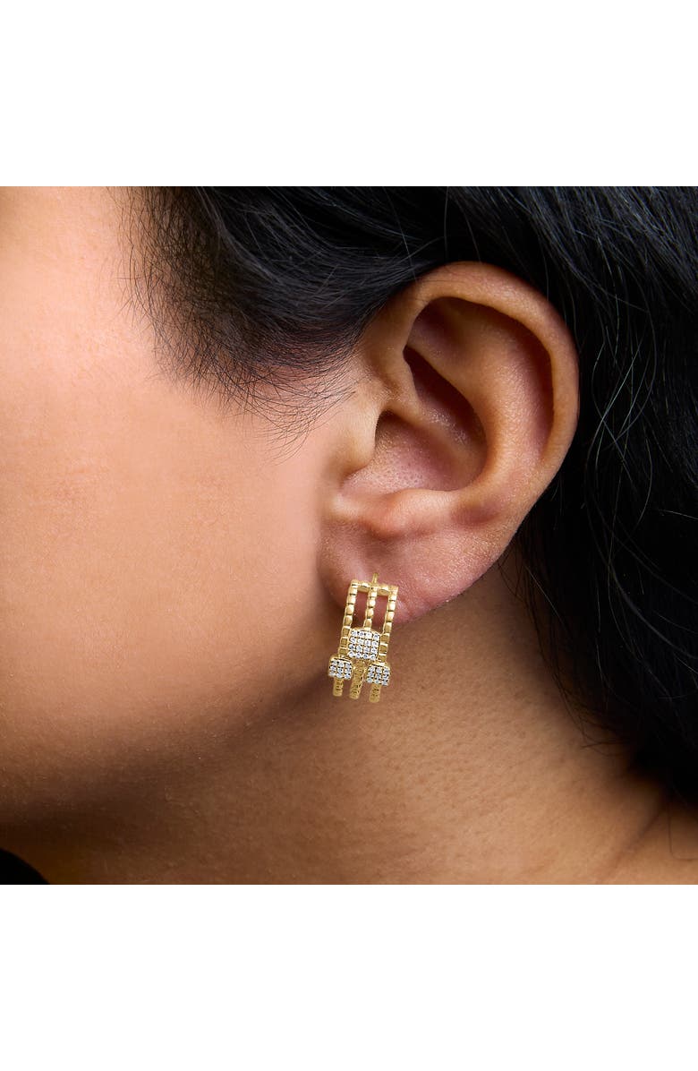 Haus of Brilliance 14K Yellow Gold Plated Silver 1/4 Cttw Diamond Link Dangle Stud Earrings, Alternate, color, Yellow