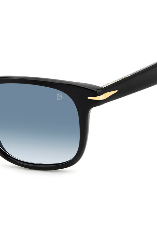 David Beckham Eyewear 53mm Rectangular Sunglasses In Black/dark Blue Sf
