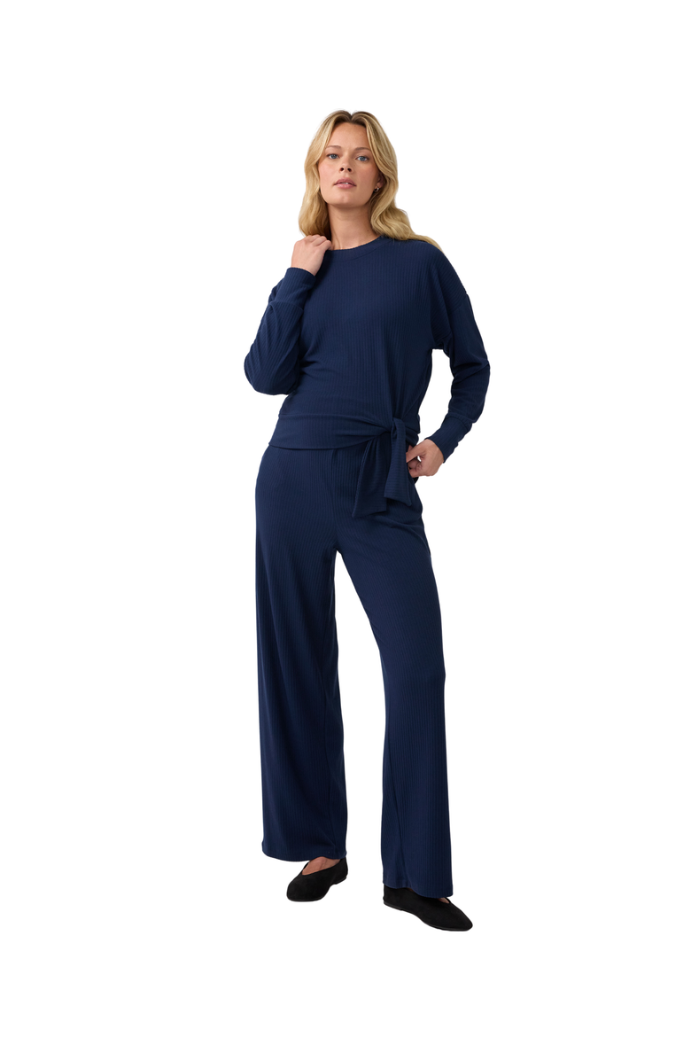 Wide Leg Knit Maternity Pant, Main, color, Navy