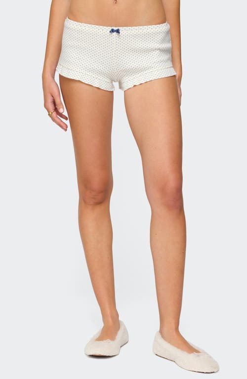 Edikted Avalon Dotted Ruffle Cotton Pointelle Microshorts