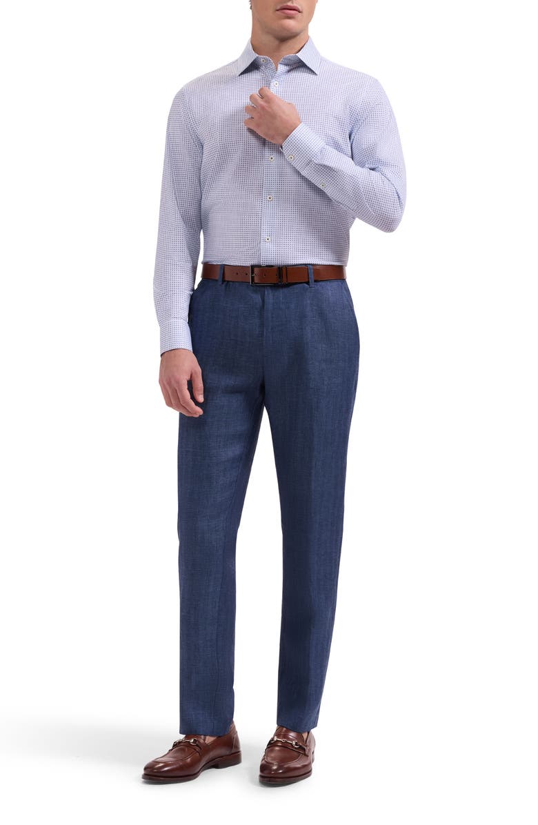 Bugatchi James OoohCotton<sup>®</sup> Geo Print Button-Up Shirt, Alternate, color, White