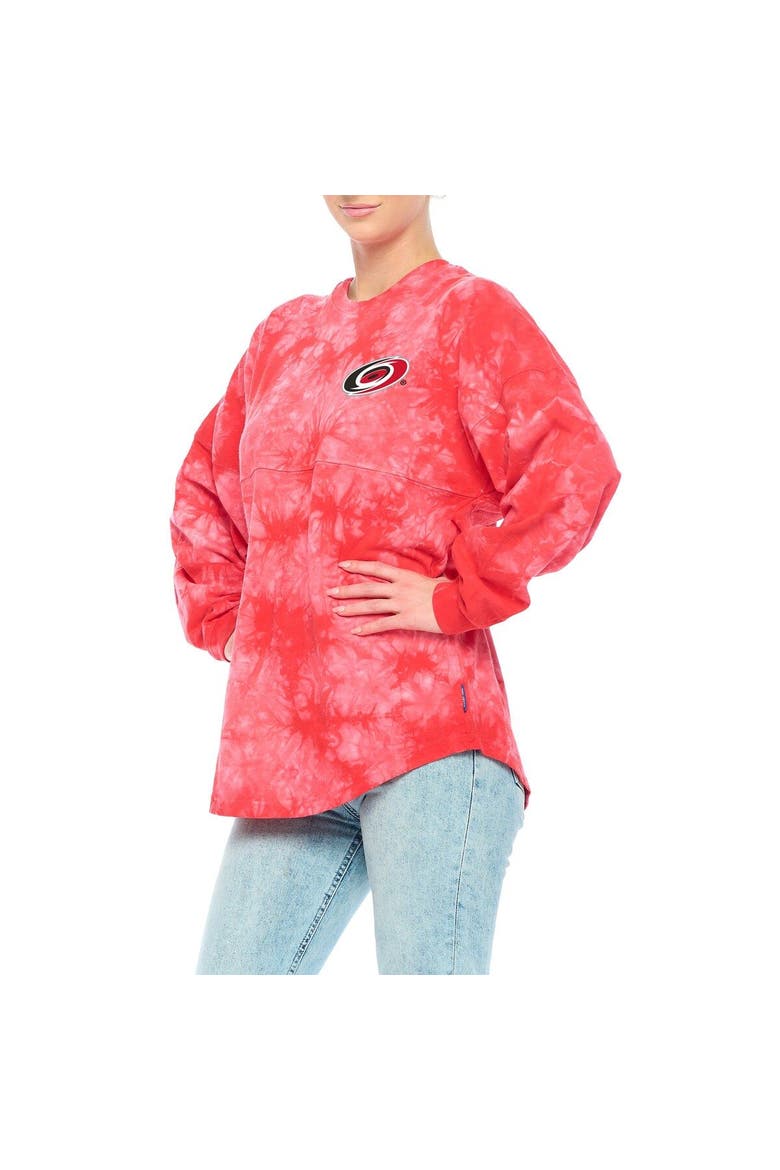 Women's Fanatics Branded Red Carolina Hurricanes Crystal-Dye Long Sleeve T-Shirt, Main, color, Red