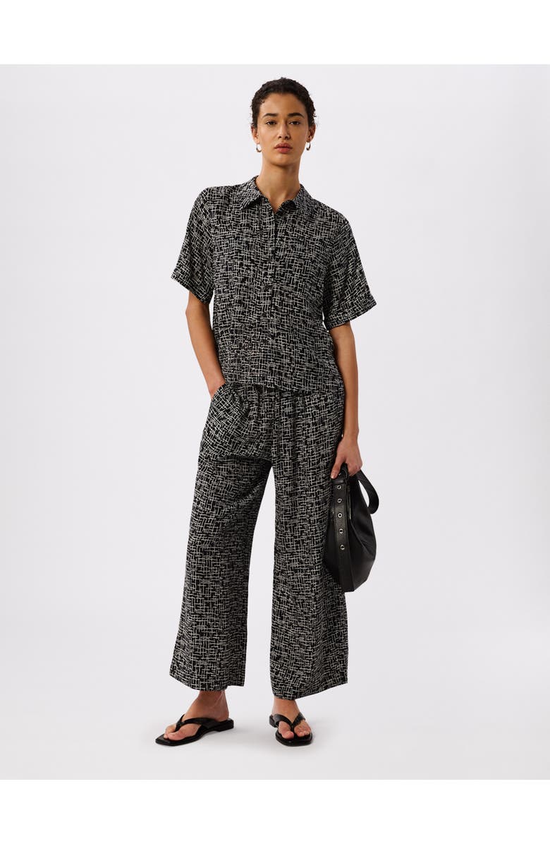 Whistles Woven Grid Crop Trouser, Alternate, color, Black/Multi