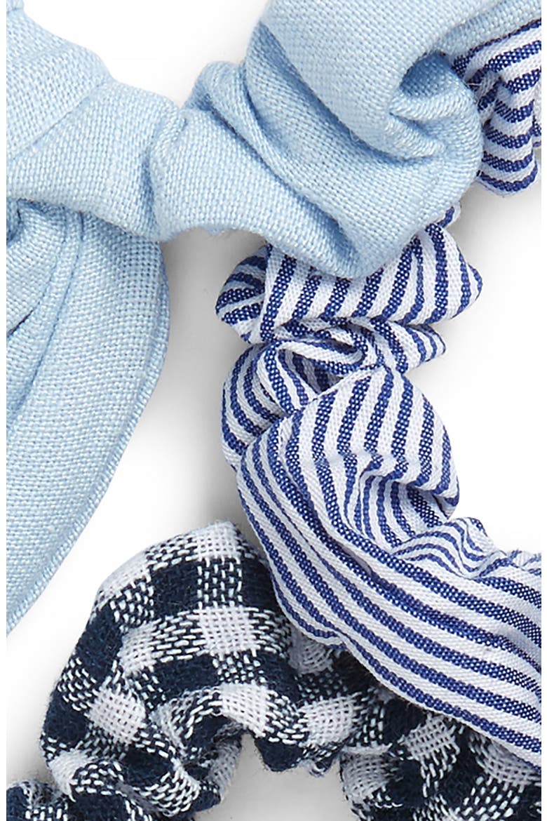 3-Pack Knotted Scrunchies, Alternate, color, BLUE MULTI