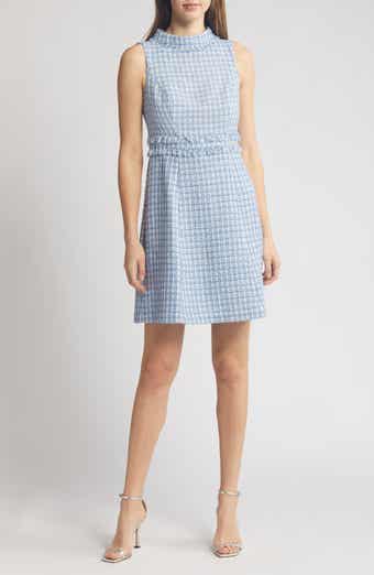 Eliza J Sleeveless Mock Neck Tweed A-Line Dress