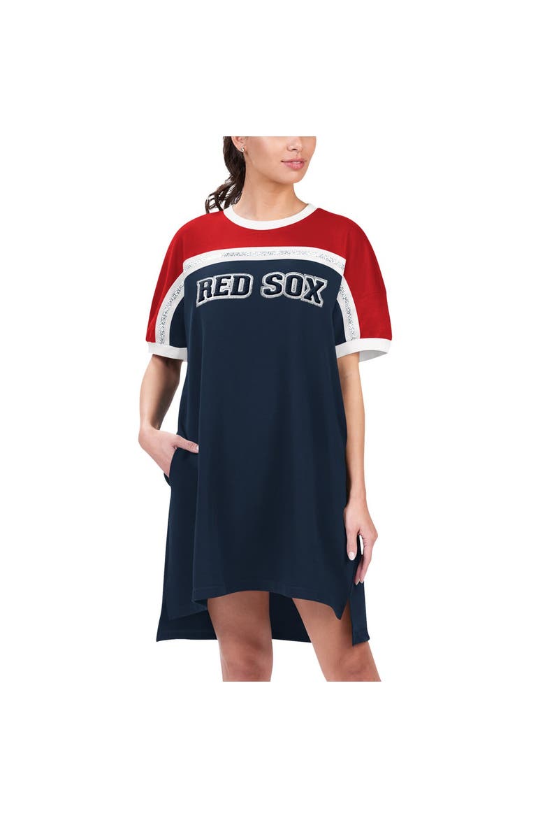 Women's G-III 4Her by Carl Banks Navy/Red Boston Red Sox Circus Catch Sneaker Dress, Main, color, Navy