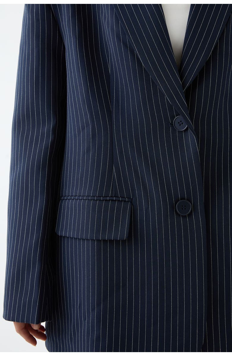 MissPap Premium Pinstripe Oversized Blazer, Alternate, color, Navy