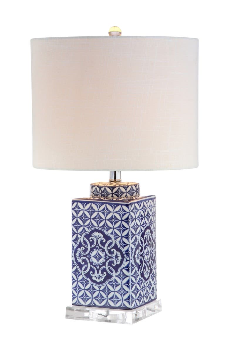 JONATHAN Y Choi 23" Chinoiserie LED Table Lamp, Blue/White, Main, color, Blue/White