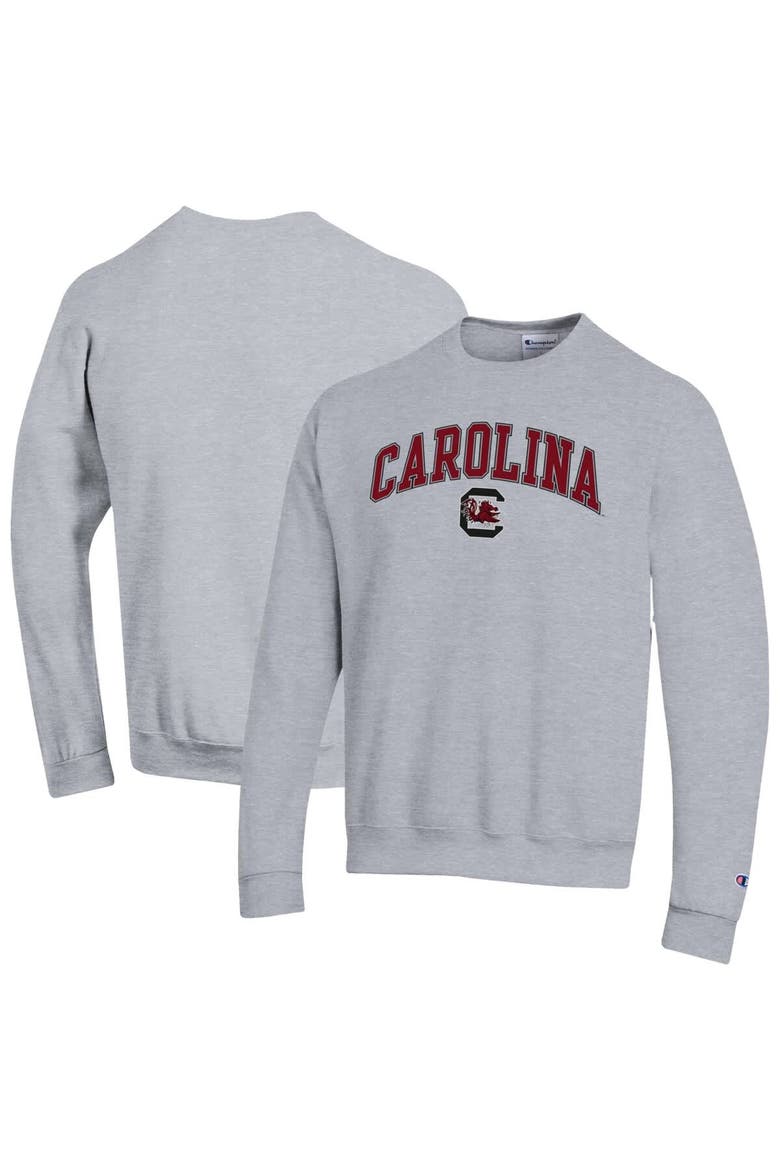 Men's Champion  Heather Gray South Carolina Gamecocks Arch Over Logo Pullover Sweatshirt, Main, color, Heather Gray