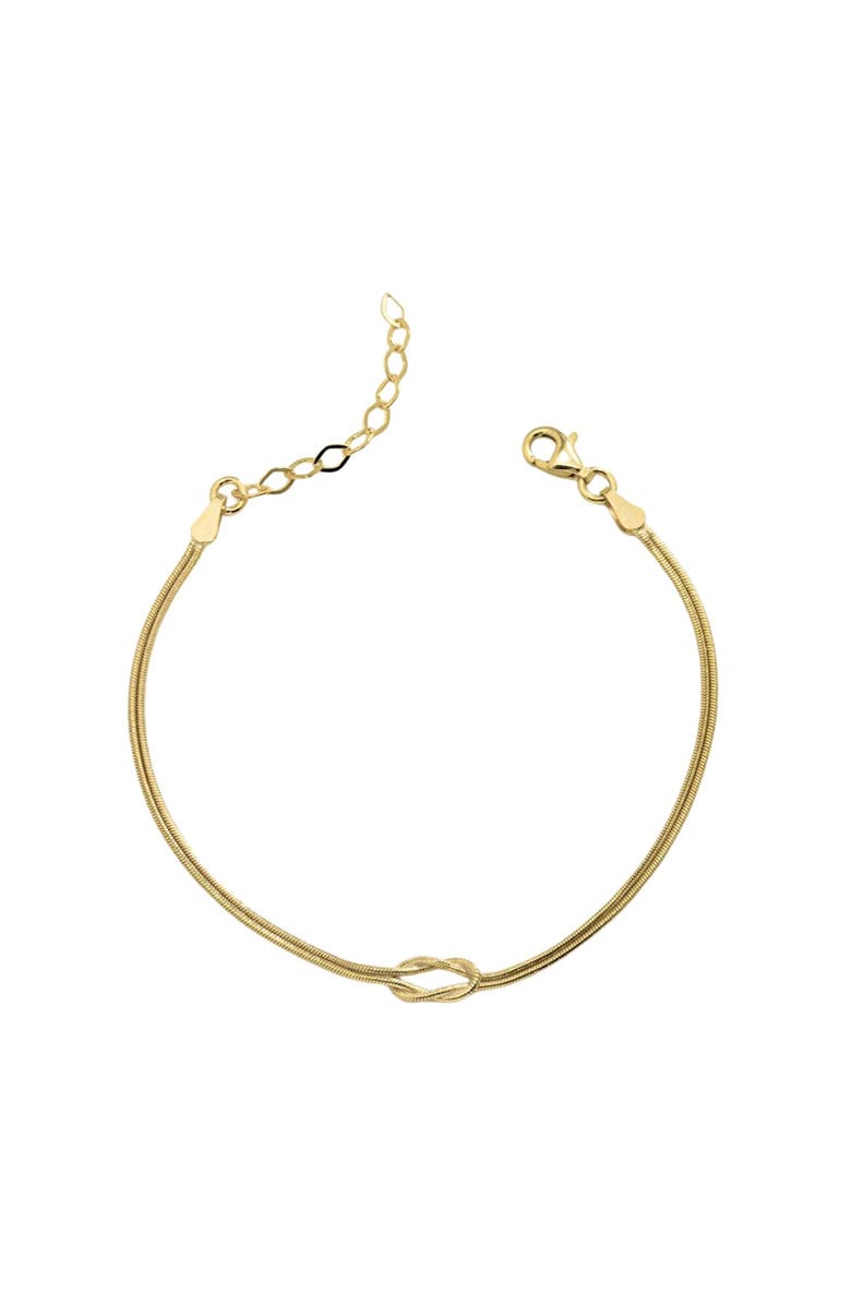 Spero London Sterling Silver Snake Chain Knot Bracelet, Main, color, Gold