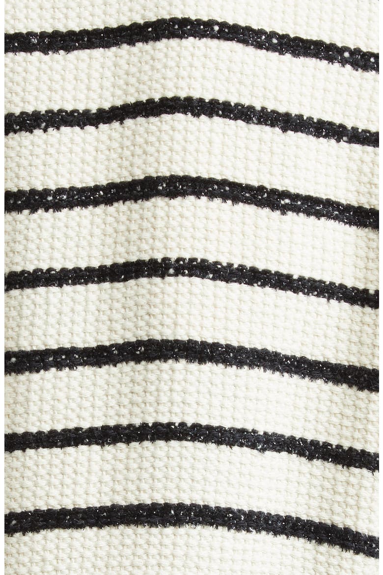 Jenny Stripe Short Sleeve Cotton Blend Dickey Jacket, Alternate, color, IVORY/ BLACK