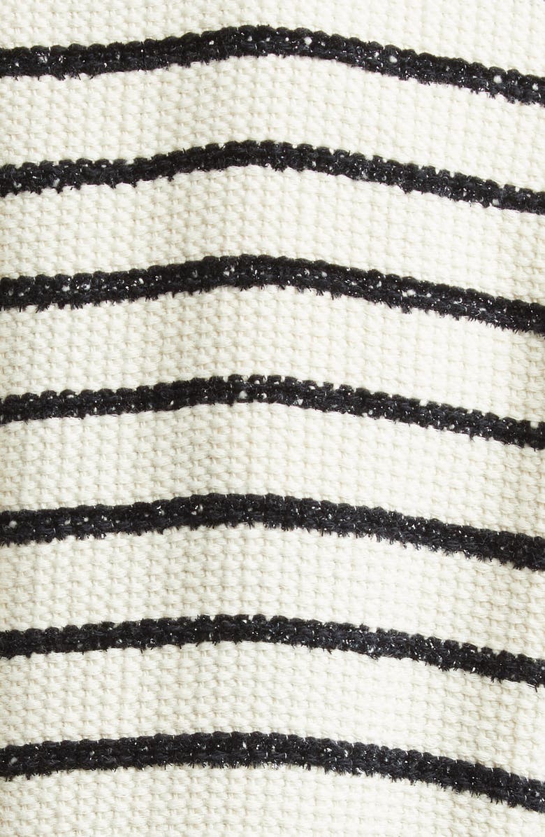 Veronica Beard Jenny Stripe Short Sleeve Cotton Blend Dickey Jacket, Alternate, color, Ivory/ Black