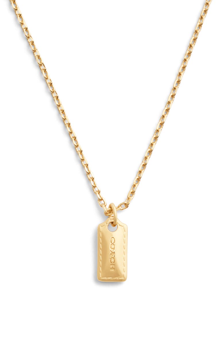 COACH Hangtag Pendant Necklace, Alternate, color, Shiny Gold