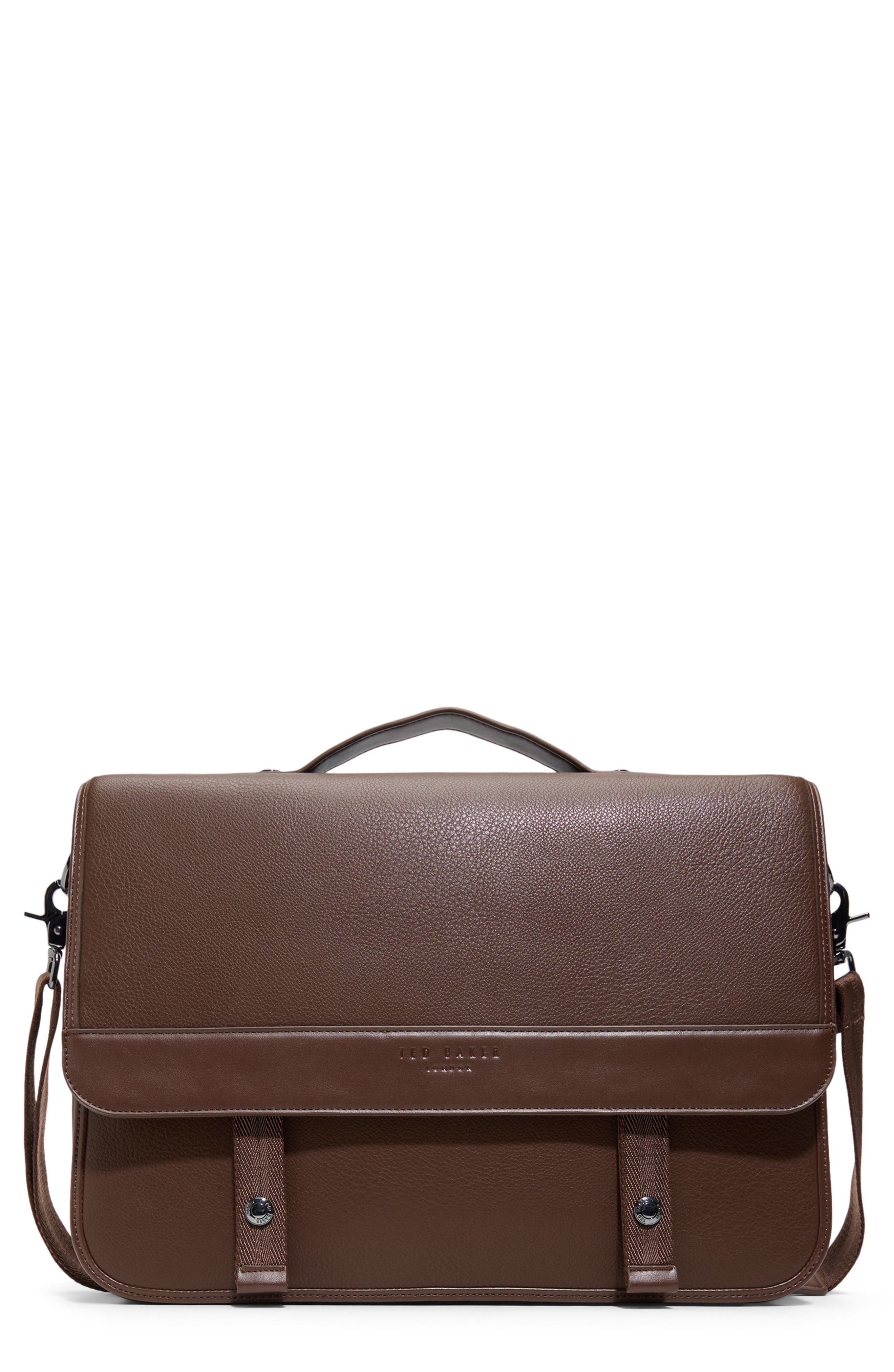 Ted Baker Irvine Messenger Bag, Main, color, Brown