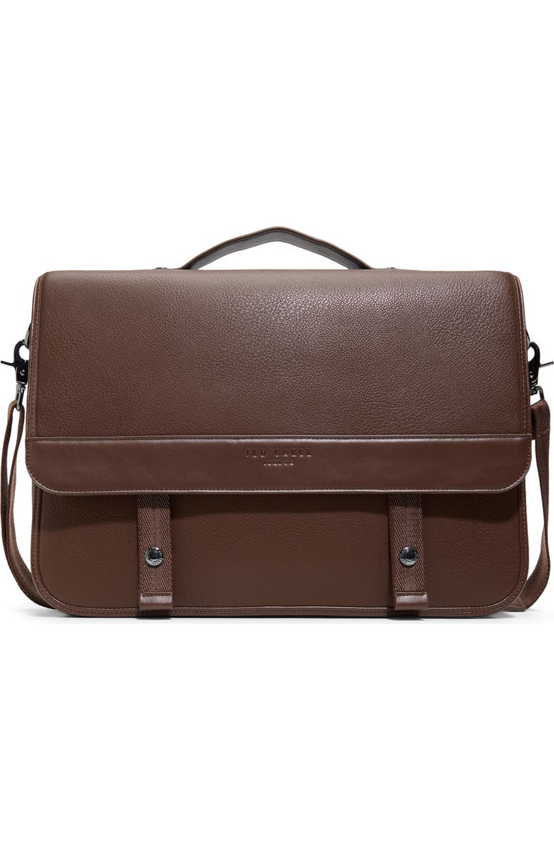 Ted Baker Irvine Messenger Bag, Main, color, Brown