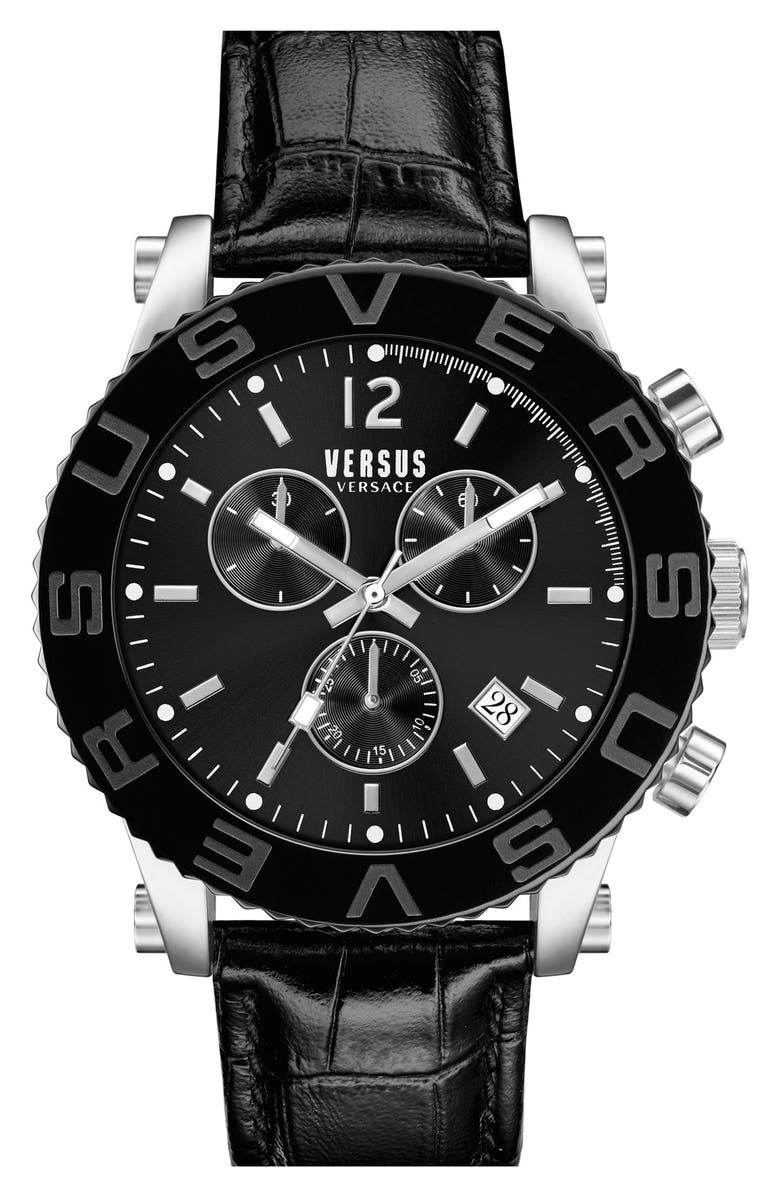 VERSUS Versace VERSUS by Versace 'Madison' Chronograph Leather Strap Watch, 42mm, Main, color,