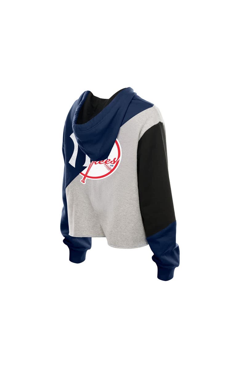New Era Women's New Era  New York Yankees Upcycled Color Block Cropped Boxy Hoodie, Alternate, color, Navy
