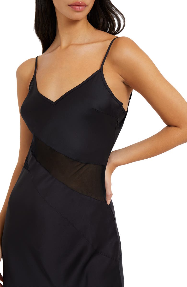 French Connection Inu Satin & Mesh Slipdress, Alternate, color,