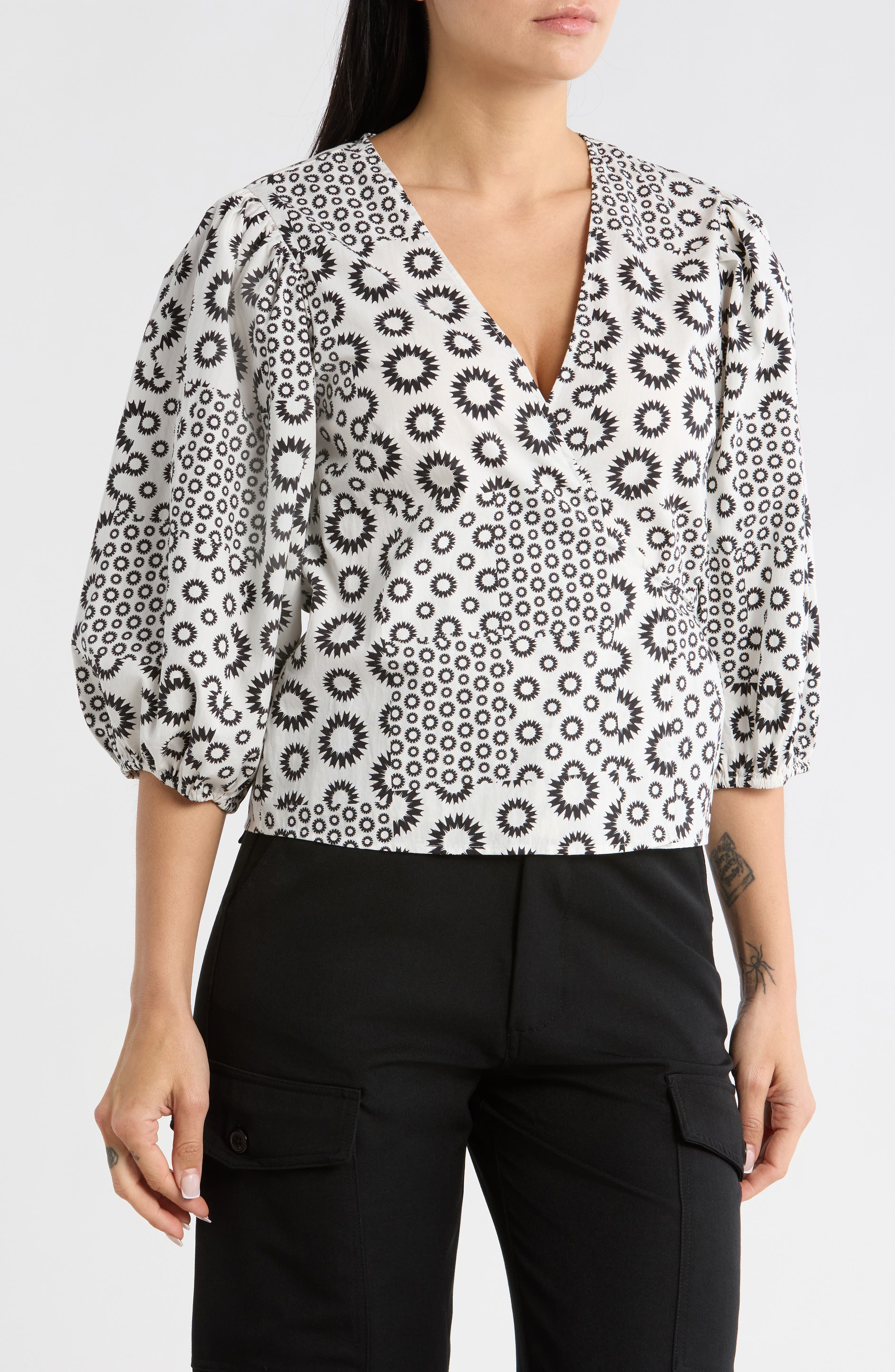 Desigual Print Woven Wrap Top