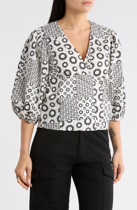 Print Woven Wrap Top