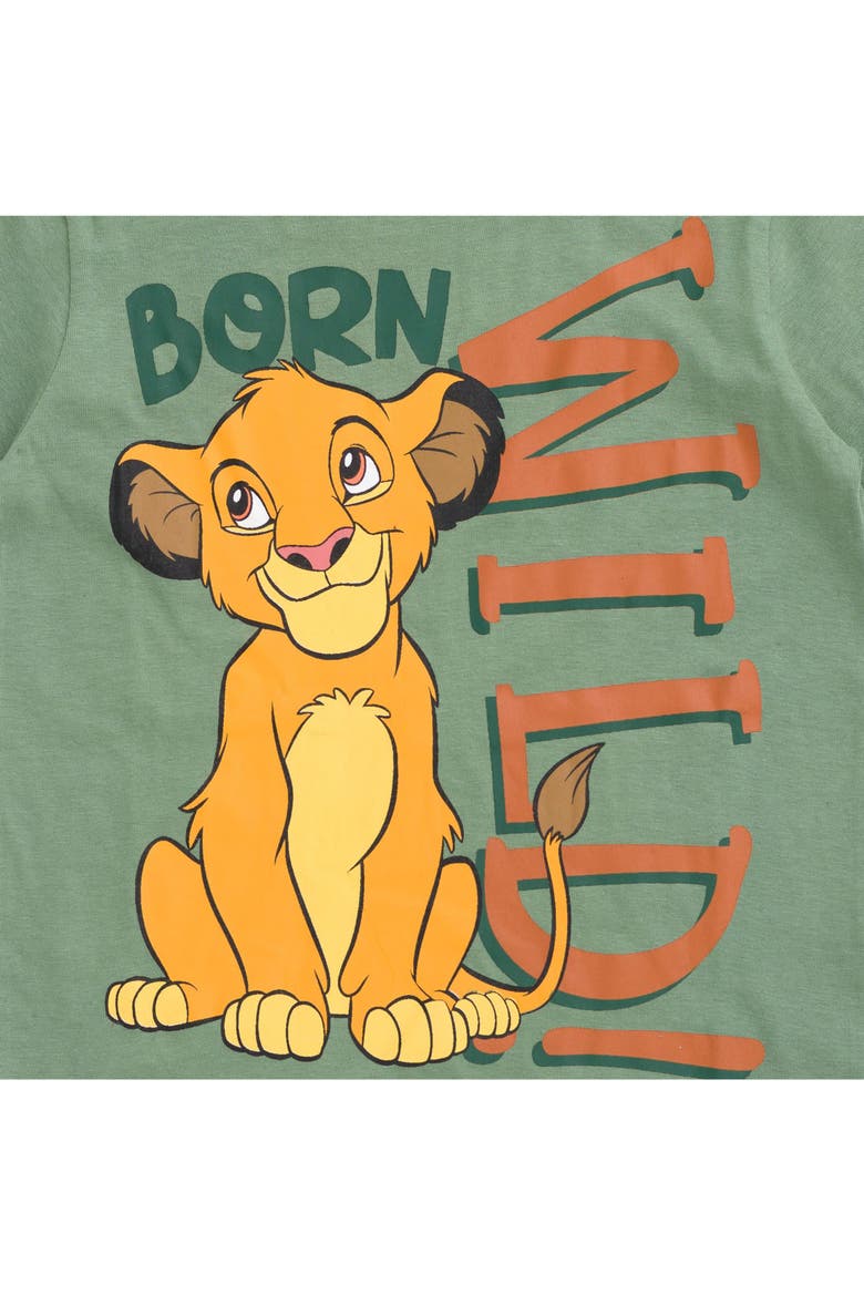 Lion King Simba T-Shirt and Plaid Shorts Set, Alternate, color, Simba Muted Green