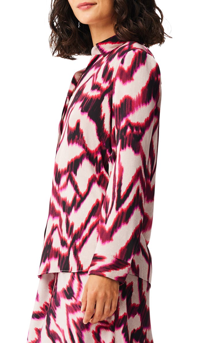 NIC+ZOE Blurred Ikat Button-Up Shirt, Alternate, color, Pink Multi