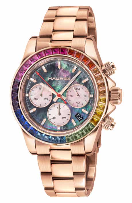 Arcobeleno Rainbow Bezel Chronograph Bracelet Watch, 39.5mm