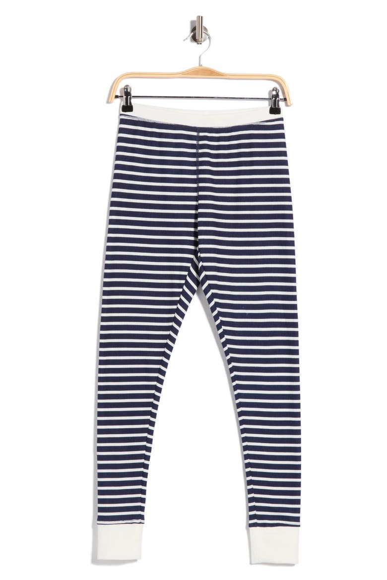 Thermal Waffle Stitch Leggings, Alternate, color, DEEP SEA NAVY IVORY STRIPE
