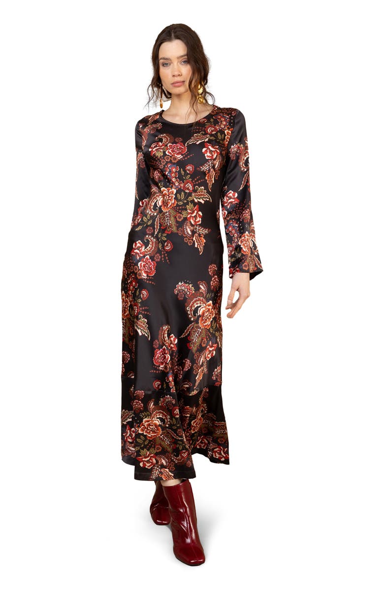 Hale Bob Egypt Charmeuse Dress, Main, color, Black