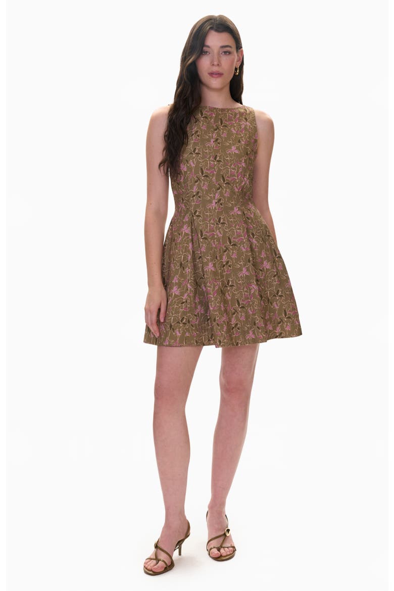 Madelyn Seamed Mini Dress, Main, color, Olive Multi