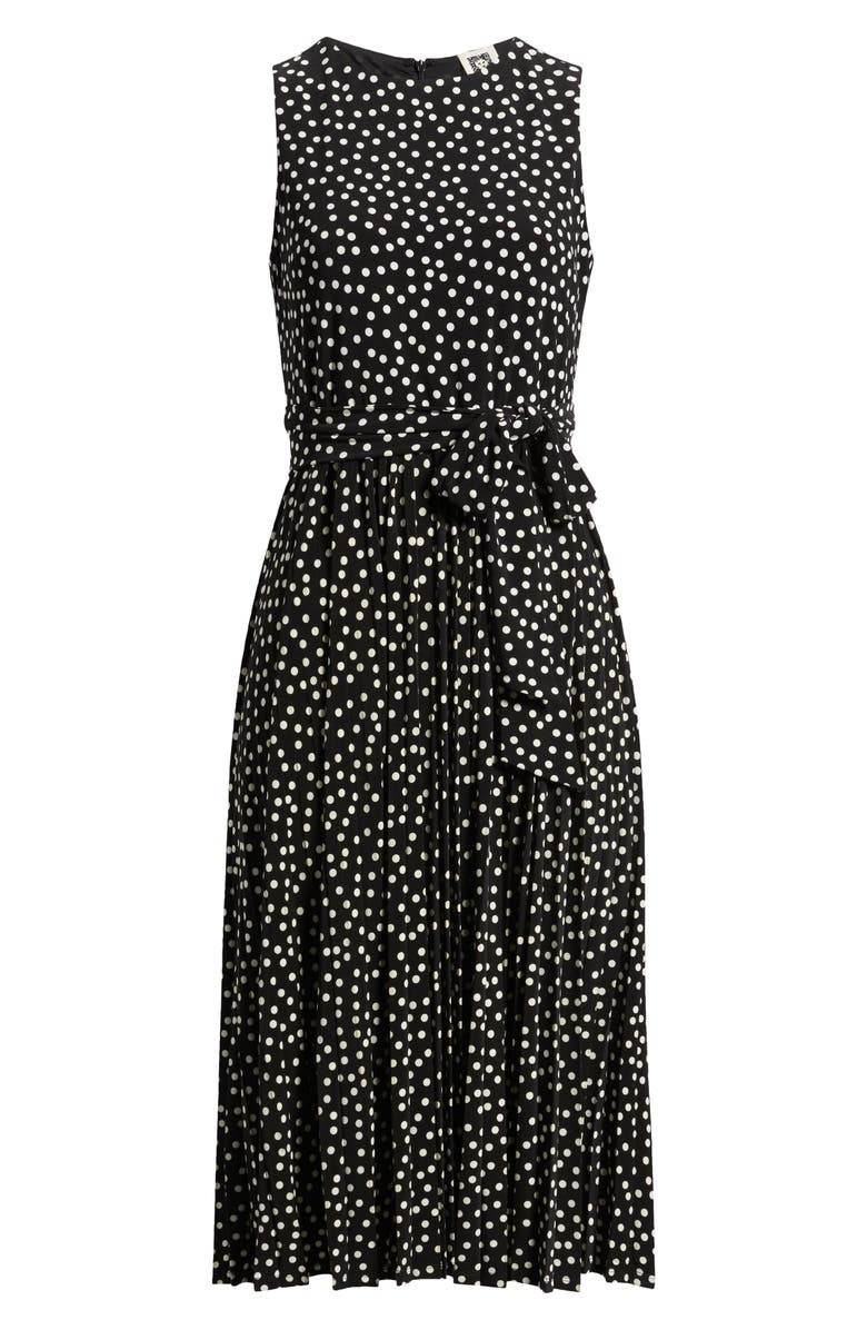 Anne Klein Polka Dot Pleat Skirt Midi Dress, Alternate, color, 