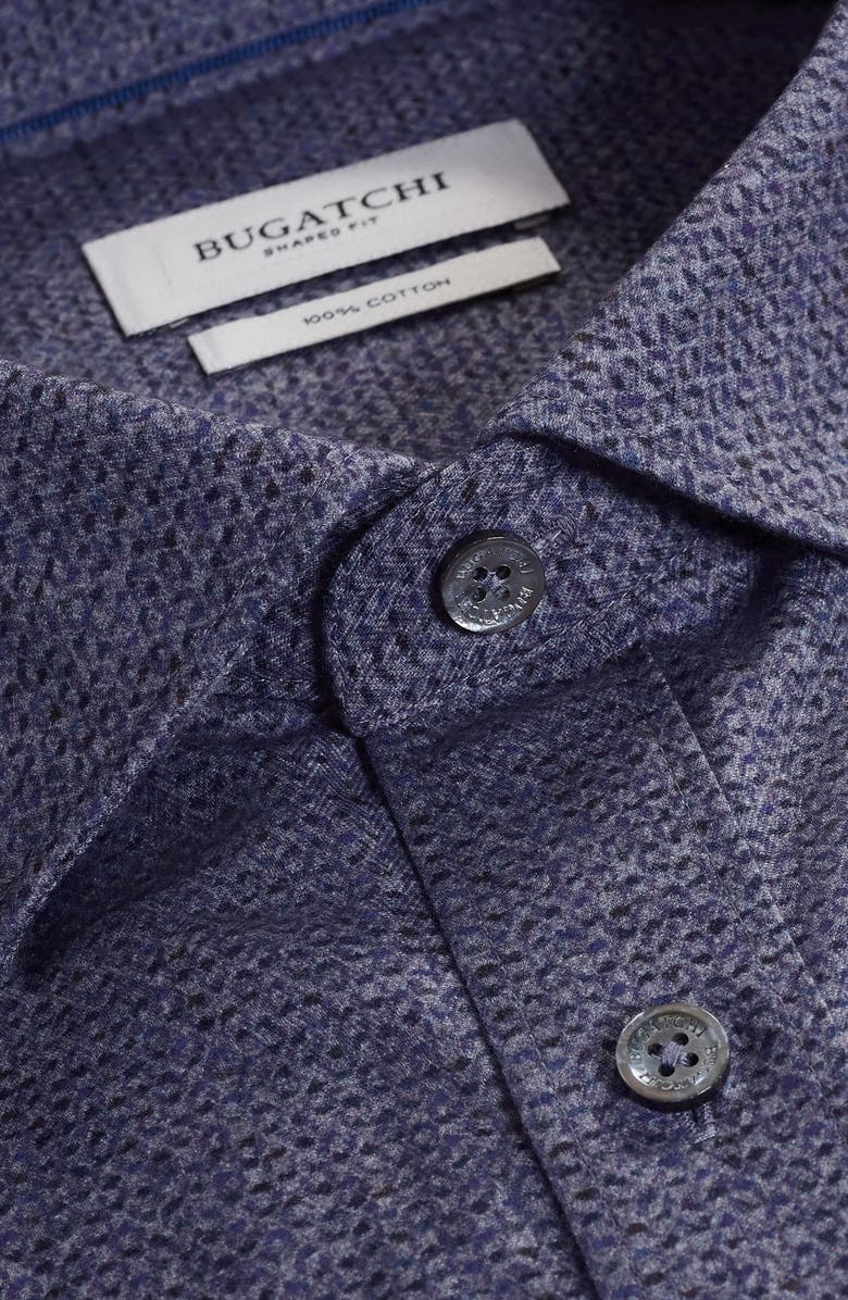 Bugatchi Axel Shaped Fit Brushed Mélange Button-Up Shirt, Alternate, color, Amethyst
