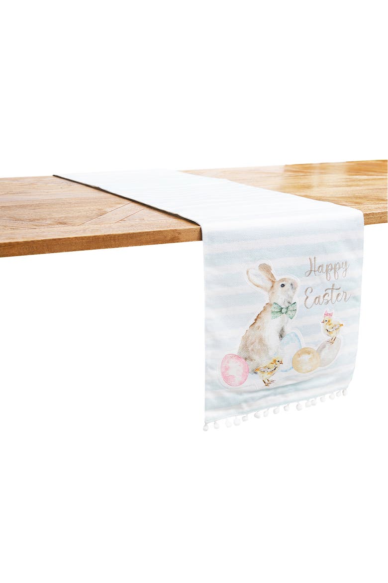 "Happy Easter" Blue Stripes Table Runner 13" x 72", Alternate, color, Blue
