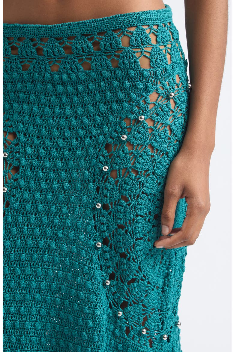 Beaded Cotton Crochet Skirt, Alternate, color, GREEN